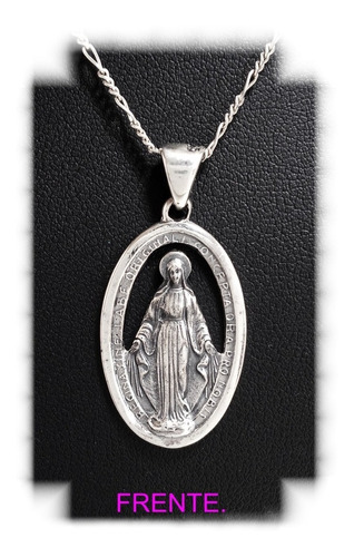 Medalla  Virgen Milagrosa Calada En Plata Ley 0.925