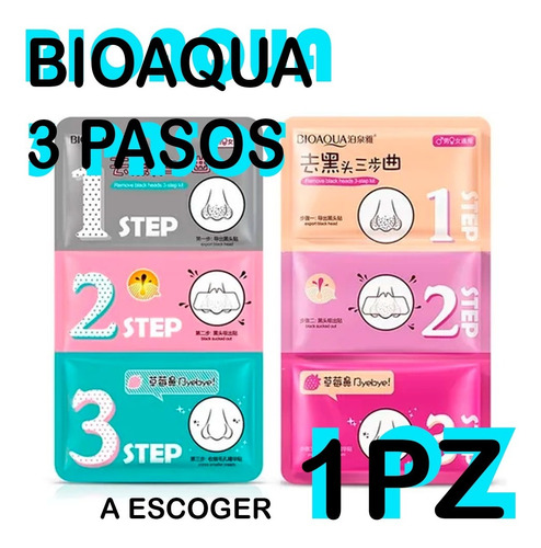 Imagen 1 de 8 de Bioaqua 3 Pasos Remueve Puntos Negros Tiras Nasales Full
