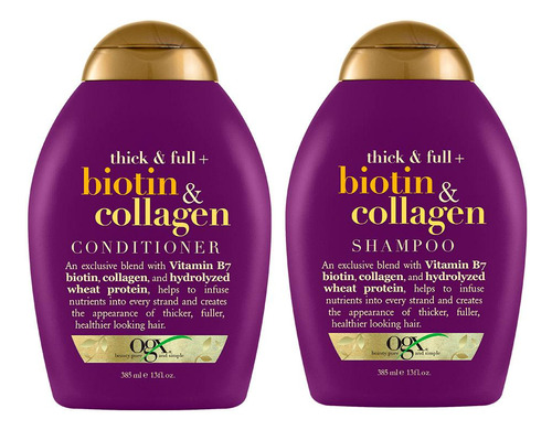 Pack Ogx Biotin Collagen: Shampoo 385ml + Acond 385ml