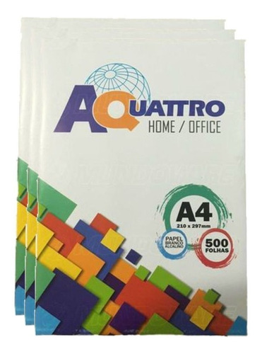 Kit 3 Pacotes De 500fls De Papel Sulfite A4 Aquattro