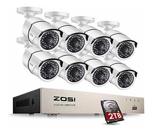 Sistema De Cámaras De Seguridad Zosi Full Hd 1080p Poe, Nvr