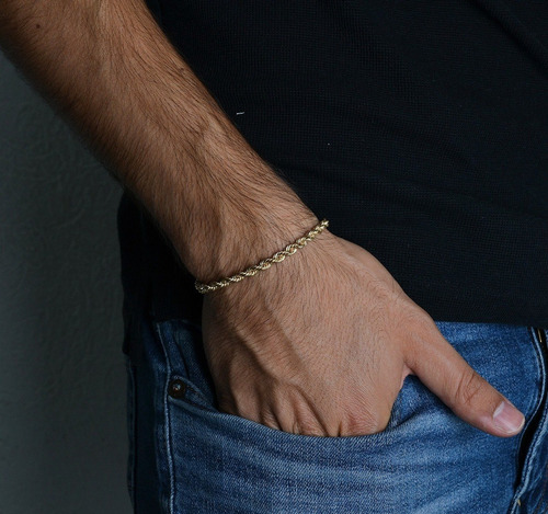 Pulsera Torzal Esclava Oro 10k Kilates Italiano 21cm - 4.2mm Diámetro 21 Cm