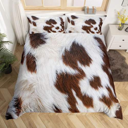 Funda De Edredón Y Almohadas Manfei Diseño Vaca, Tamaño King