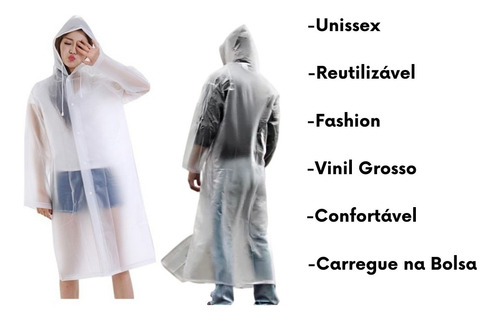 Imagem 4 de 8 de Capa De Chuva Capuz Reforçada Obra Transparente Xg Main