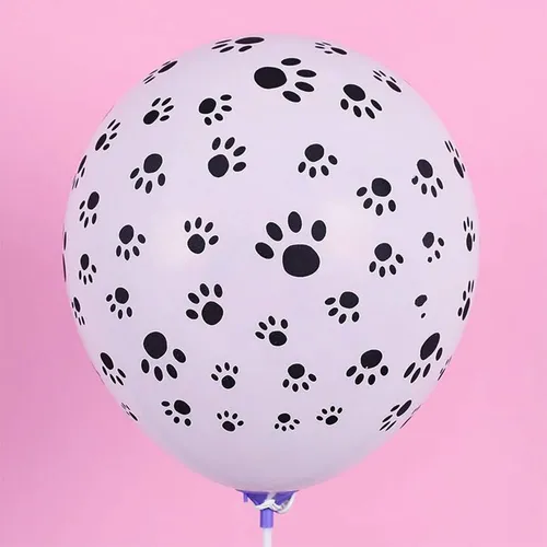 Globo De Latex Blanco Con Huellitas Perro Paw Patroll X20 Un Blanco Huellitas