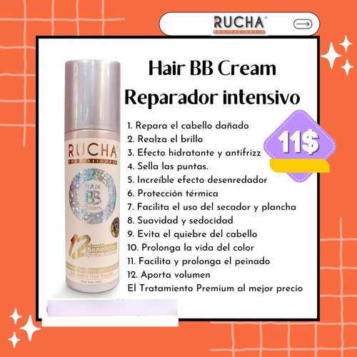 Hair Bb Cream Reparador Intensivo Para El Cabello Rucha