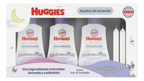 3 Pza Kit De Viaje Huggies Sueños De Lavanda 5 Pzas