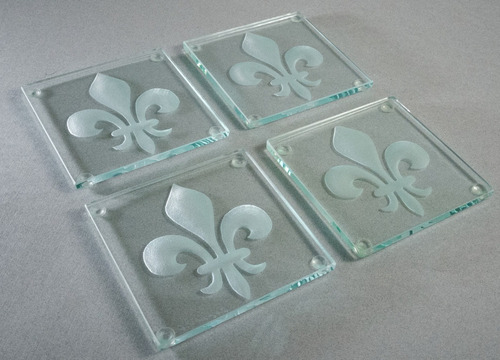 Portavasos Modernos De Cristal Flor De Lis Set De 4