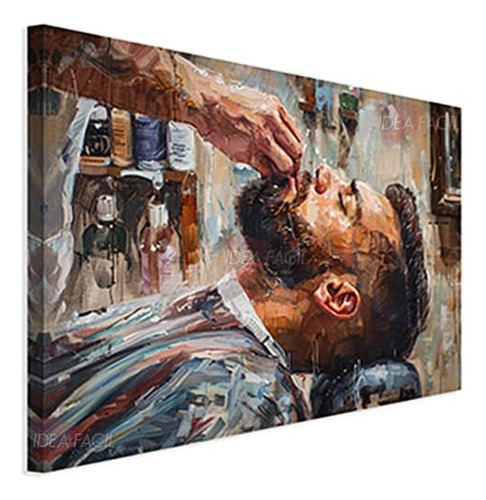 Cuadro Barbería Elegante Canvas Grueso 90x60cm