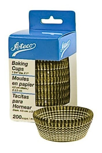 Ateco Gold Stripe .75 Inch Baking Cups, 200 Count