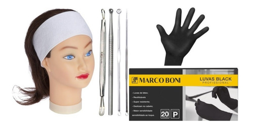 Kit Facial Extrator Cravos Faixa Branca 20un Luvas Black P