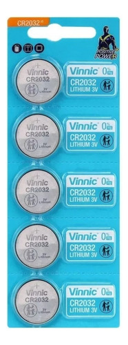 Pila Vinnic Lithium Coin Cr2032 Botón - Pack De 5 Unidades