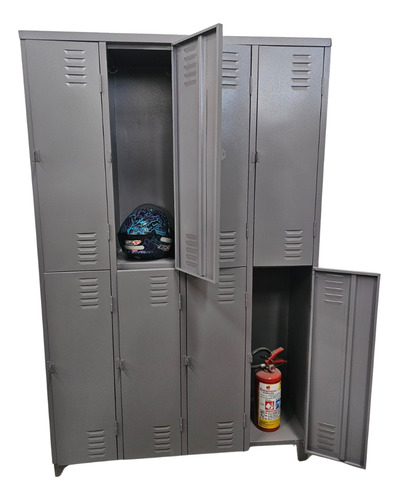 Armário De Aço Roupeiro Academia 08 Portas Grandes Locker Cor Cinza