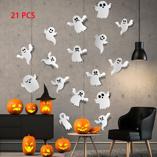 Pegatinas De Pared 3d Halloween Fantasma Murciélagos Arañas