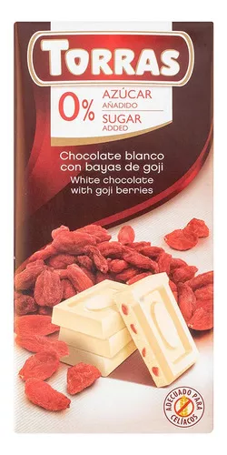 Chocolate Blanco con Bayas de Goji sin Azúcar - Torras - 75 gramos