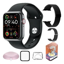 Comprar Smartwatch Watch X Mini Series 10 38 mm Amoled 3 pulseras con carcasa negra, pulsera negra, bisel negro, diseño de pulsera lisa