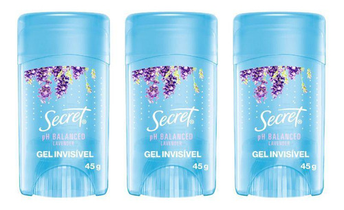 Desodorante Secret Clear Gel Lavender 45g - Kit Com 3un