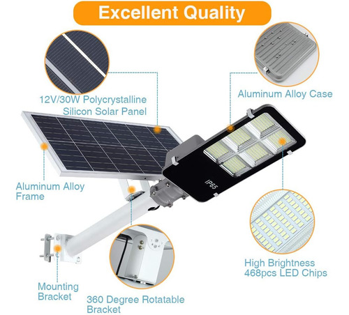 Luces De Calle Solares Dengmall De 400 W Led Para Exterio...