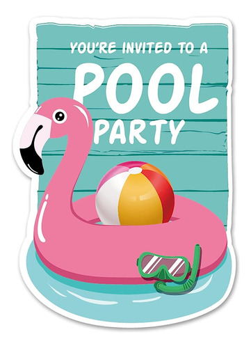 Invitaciones A Fiestas En La Piscina Con Sobres, 20 Invitaci