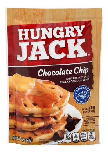 Cx 12 Hungry Jack Choco Chip Massa P/ Panqueca Mix 198g