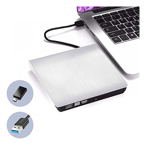 Grabadora Dvd Externa Usb 3.0/type-c Para Laptop Pc - Blanco