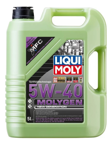 Aceite De Motor Molygen 5w40 5 Lts Liqui Moly 