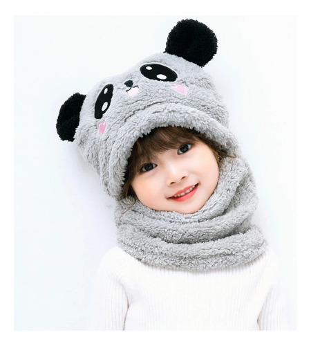 Gorro Con Cuello Para Niño/a Diseño Osito, Invierno Talla M