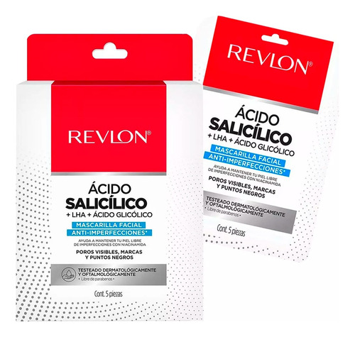 Mascarilla Facial Revlon Con Acido Salicilico + Lha 5 Piezas Tipo de piel Normal