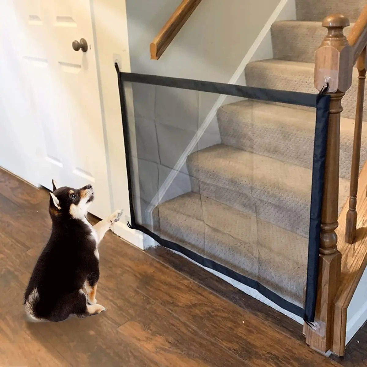 Puerta Para Perros, Mascotas Y Bebes Malla Interior，2 Piezas，Negro