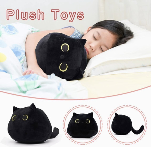 Almohada De Peluche De Gato Negro, Almohada De Sofá Con Dise Color Negro
