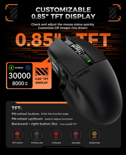 Dareu A980promax Gaming Wireless Polling-30k Dpi Sensor Ópti