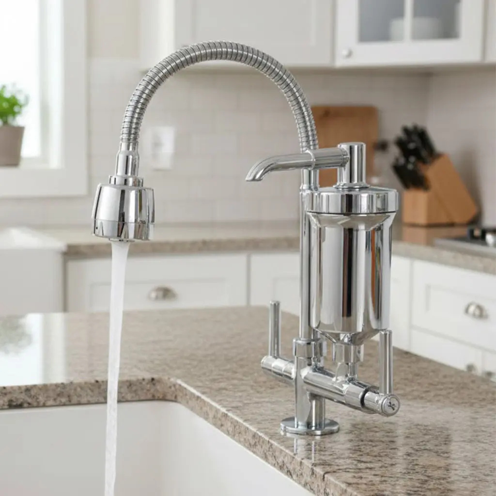 Torneira Filtro Cozinha Gourmet Bancada Pia Mesa Abs 2 Jatos
