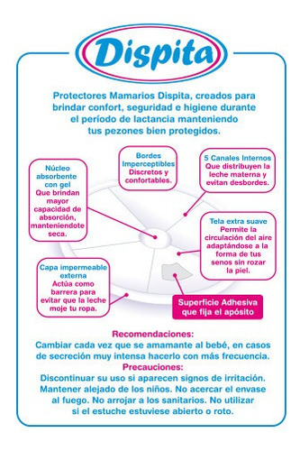 Imagen 2 de 2 de Protectores Mamarios X 30uni. Con Gel Y Adhesivo Para Prenda