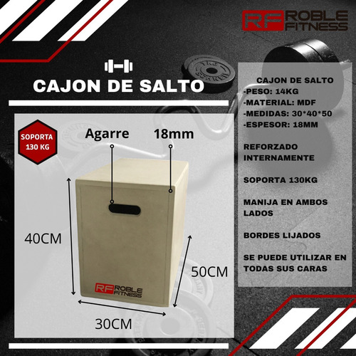 Imagen 2 de 10 de Kit Cajon De Salto Reforzado 30x40x50 + Banda Elastica Larga