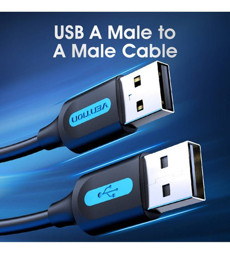 Cable Usb Vention - 2 Metros - 480 Mbps 2a - Usb Macho 2.0 Tipo A - Color Negro Pvc - Para Disco Rigido / Carry Disk / Impresora Teclado Pc Notebook / Cargador Celular / Camara / Tablet - Cojbh