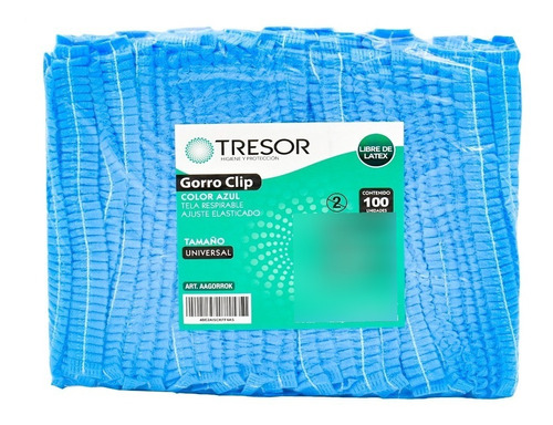 Gorro Desechable Tipo Clip Azul X 100 Unid. - Tresor