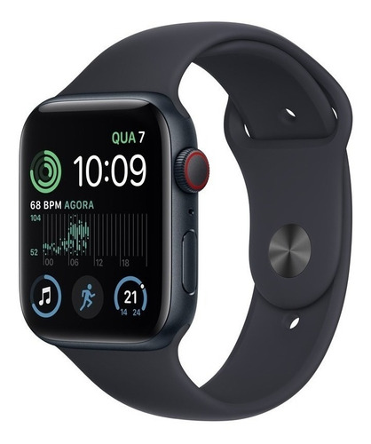 Smartwatch Apple Watch Se 44mm - Gps + Cellular - Caixa Grafite/ Pulseira Esportiva Preta Mkt33be/a