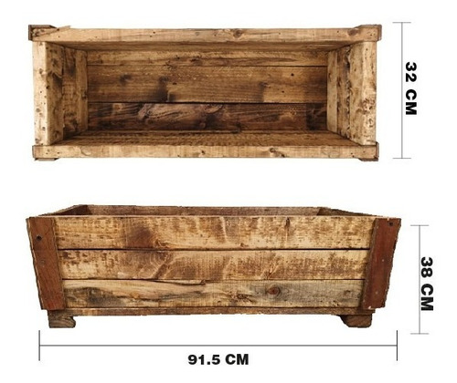 Imagen 5 de 6 de Maceta De Madera Tipo Jardinera De Barrote Grueso Color Roble