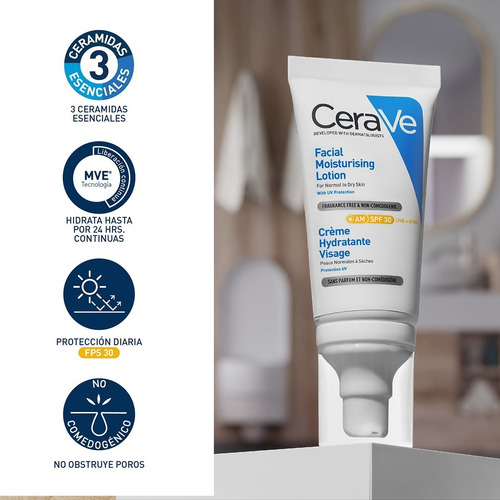 Imagen 5 de 6 de Loción Hidratante De Rostro Cerave Fps30 52ml