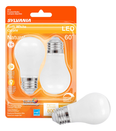 Bombilla Led (2 Unidad Tamaño A15 Equivalente 60 W 8 Base K