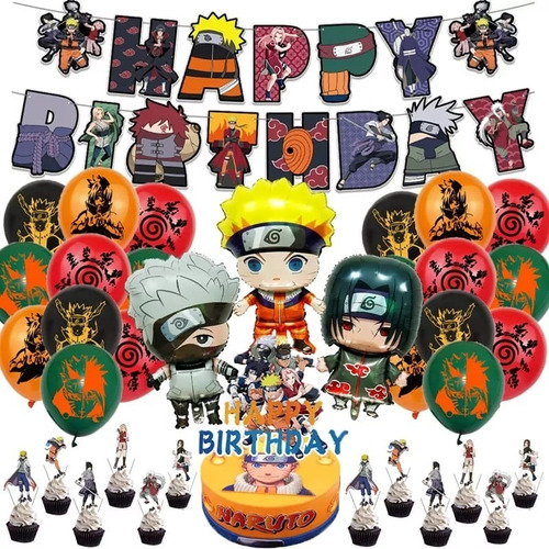 Set Decoración Globos De Cumpleaños Naruto