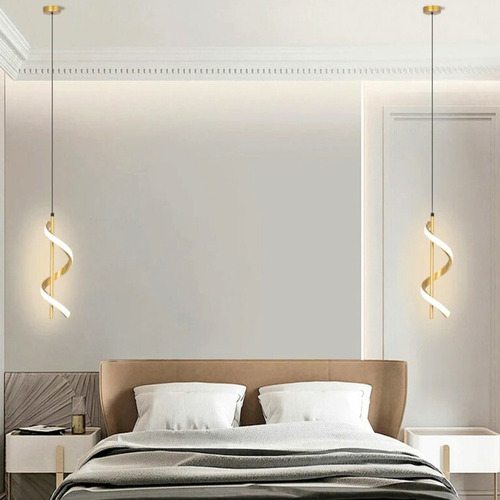 Lámpara Led En Espiral De Adn Moderna Y Lujosa, Color Dorado