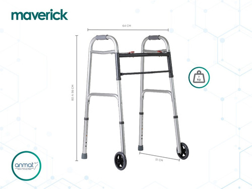 Imagen 3 de 9 de Andador Ortopédico Con Ruedas Aluminio Plegable Ultraliviano