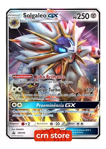 Carta Pokémon Lendário Solgaleo Gx Sol E Lua