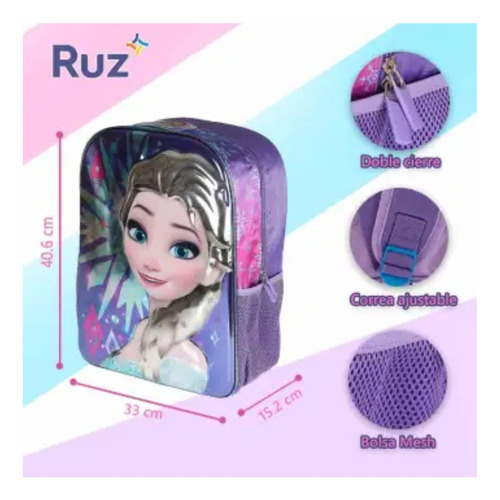 Mochila Primaria Ruz Frozen 3d Metálico