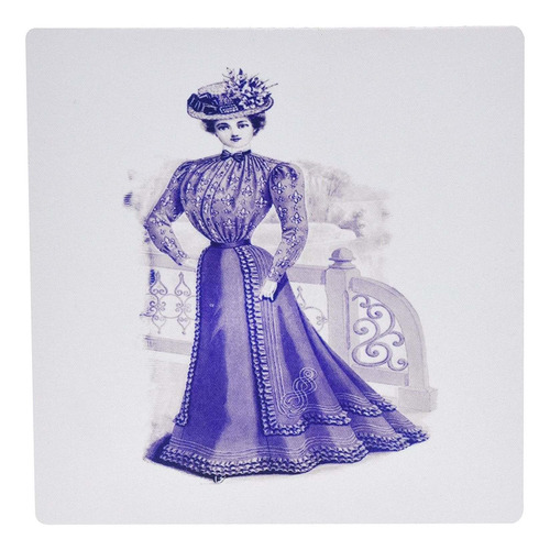 Mouse Pad Blanco Pintura Dama Victoriana 8 X 8 Pulgadas