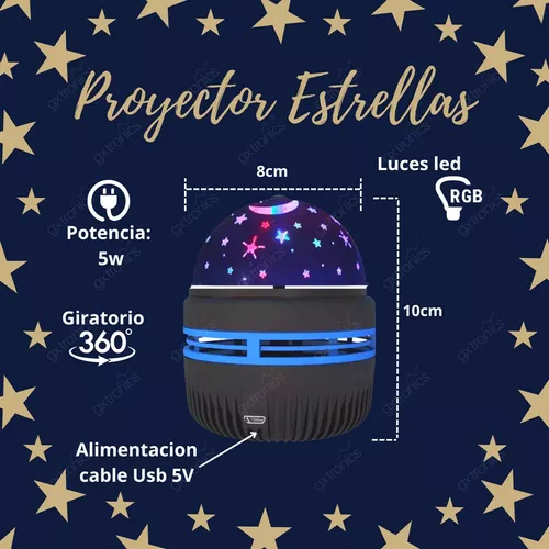 Velador Lampara Proyector Estrellas Y Luna Led Usb