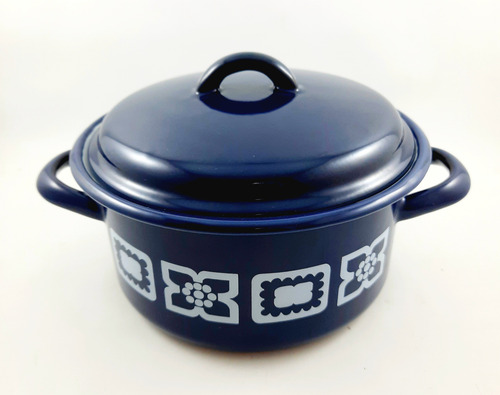 Cacerola Enlozada Antigua Decorada 18 Cm Condor Azul