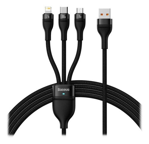 Cable Baseus 3 En 1 Carga Rapida 100w Tipo C Datos 480mbps