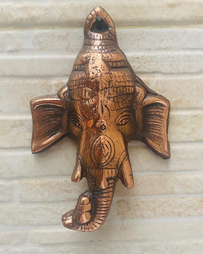 Ganesha 15 Cm Bronce Para Pared Mascara Importada De India 